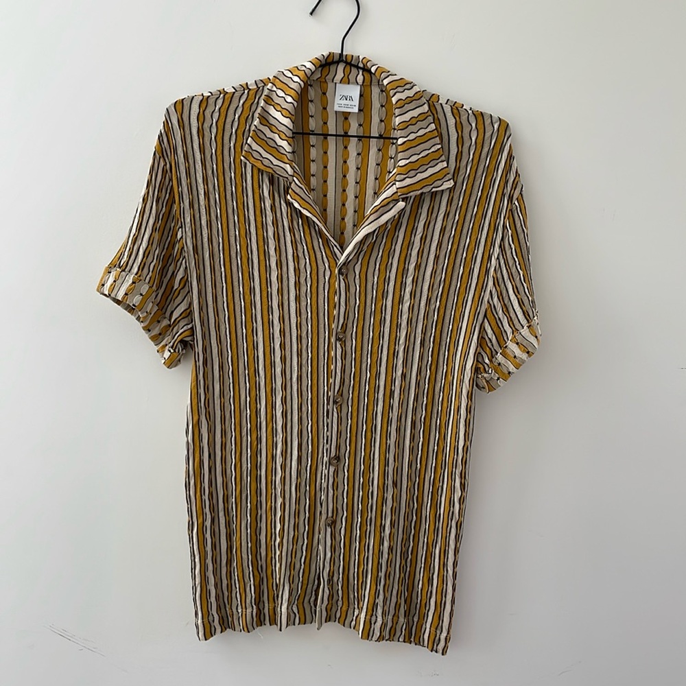 Zara Textural Fabric Stripe Shirt
